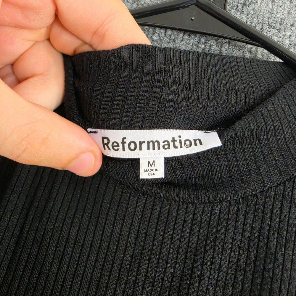 Reformation Dress Medium Skylar Knit Mini Black Summer Chic Minimalist Downtown - Picture 9 of 13